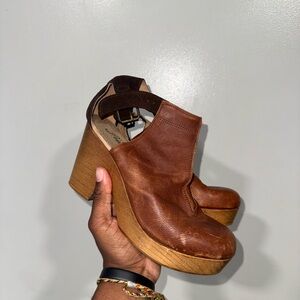 Free People Brown Leather Women's Heeled Shoes